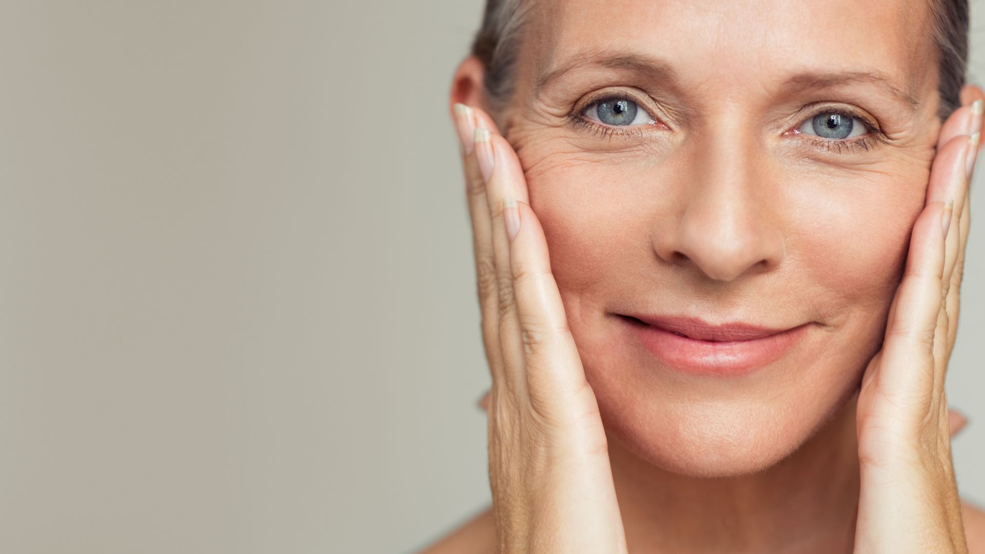 face with wrinkles, frown lines, crows feet, chin and lip tratments